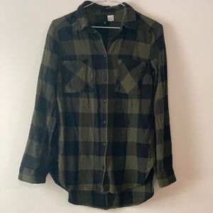 Forest Green Boyfriend Fit Plaid Button Down